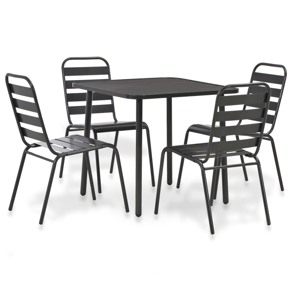 vidaXL 3-tlg. Bistro-Set Stahl Dunkelgrau
