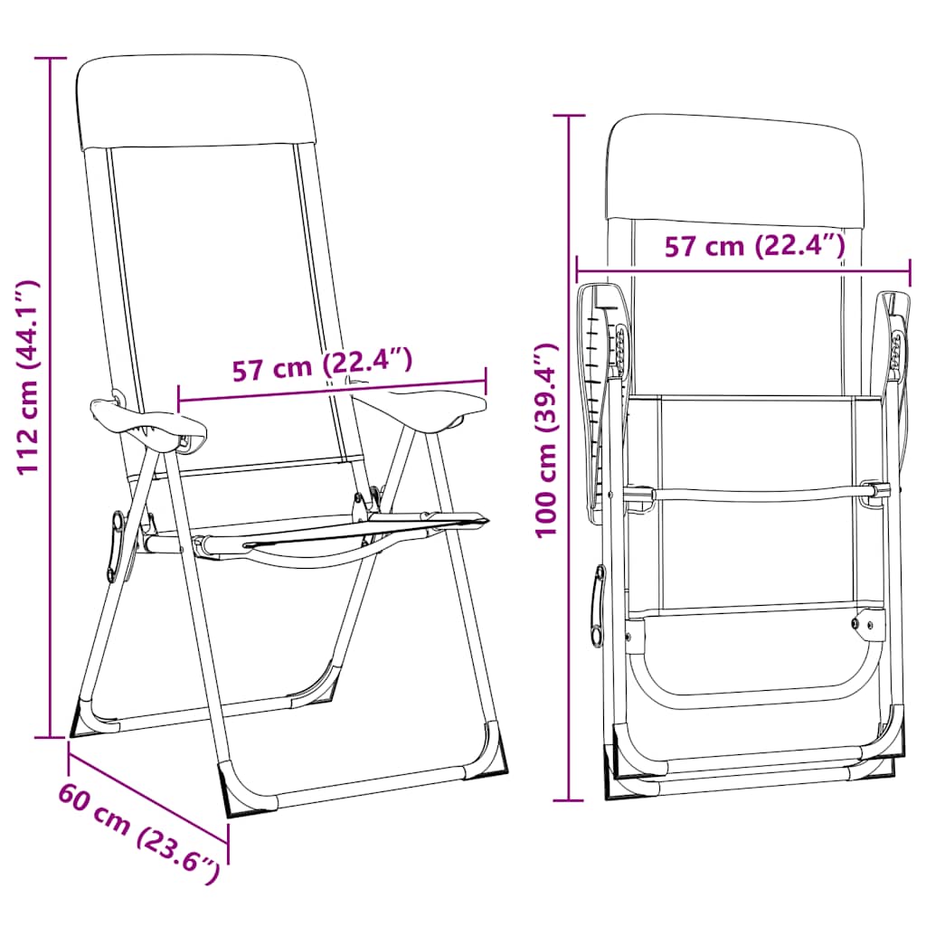 vidaXL Klappbare Campingstühle 2 Stk. Grau Aluminium