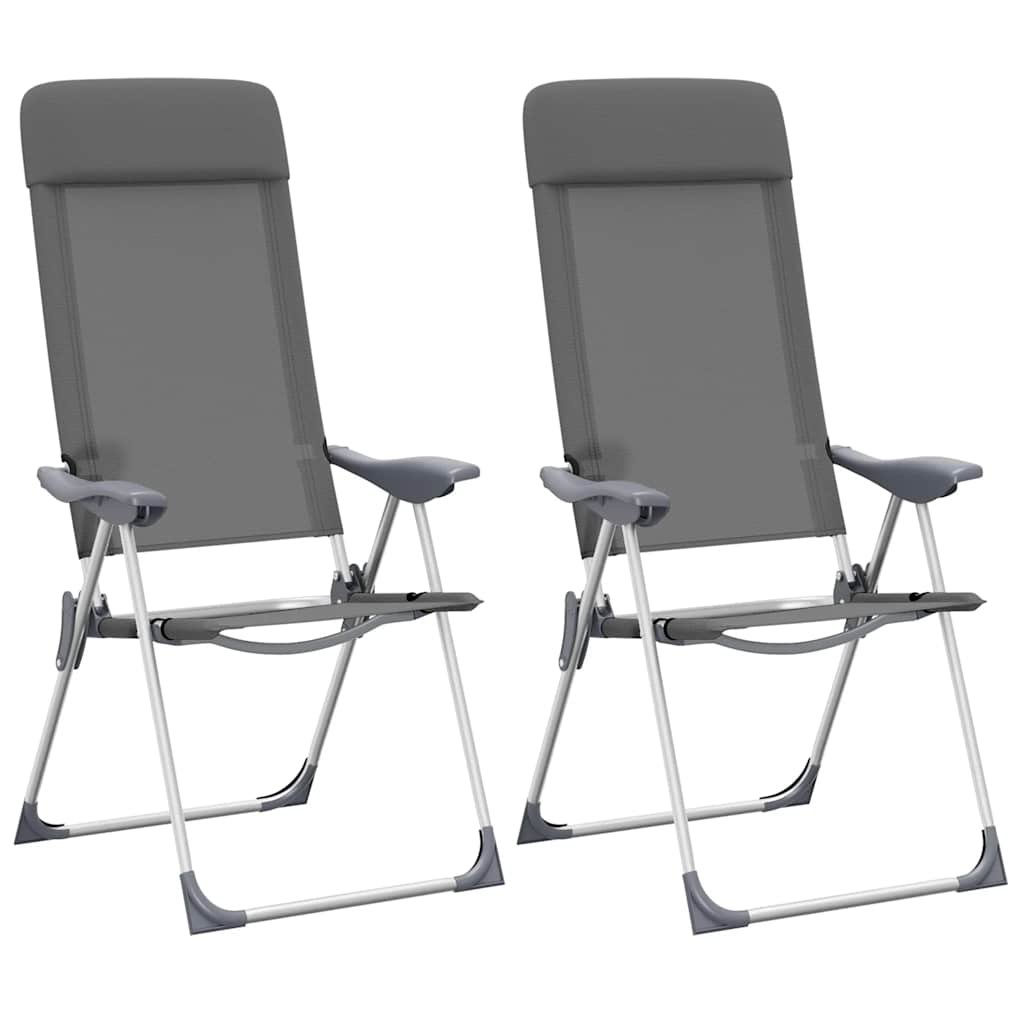 vidaXL Klappbare Campingstühle 2 Stk. Grau Aluminium