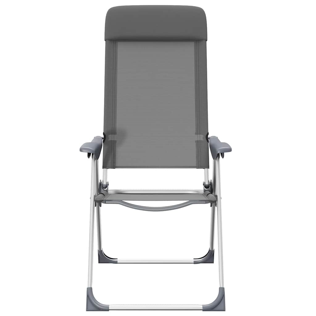 vidaXL Klappbare Campingstühle 2 Stk. Grau Aluminium
