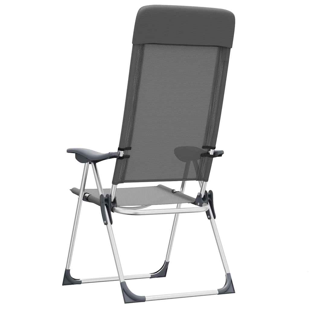 vidaXL Klappbare Campingstühle 2 Stk. Grau Aluminium