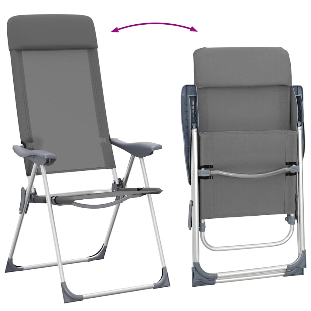 vidaXL Klappbare Campingstühle 2 Stk. Grau Aluminium