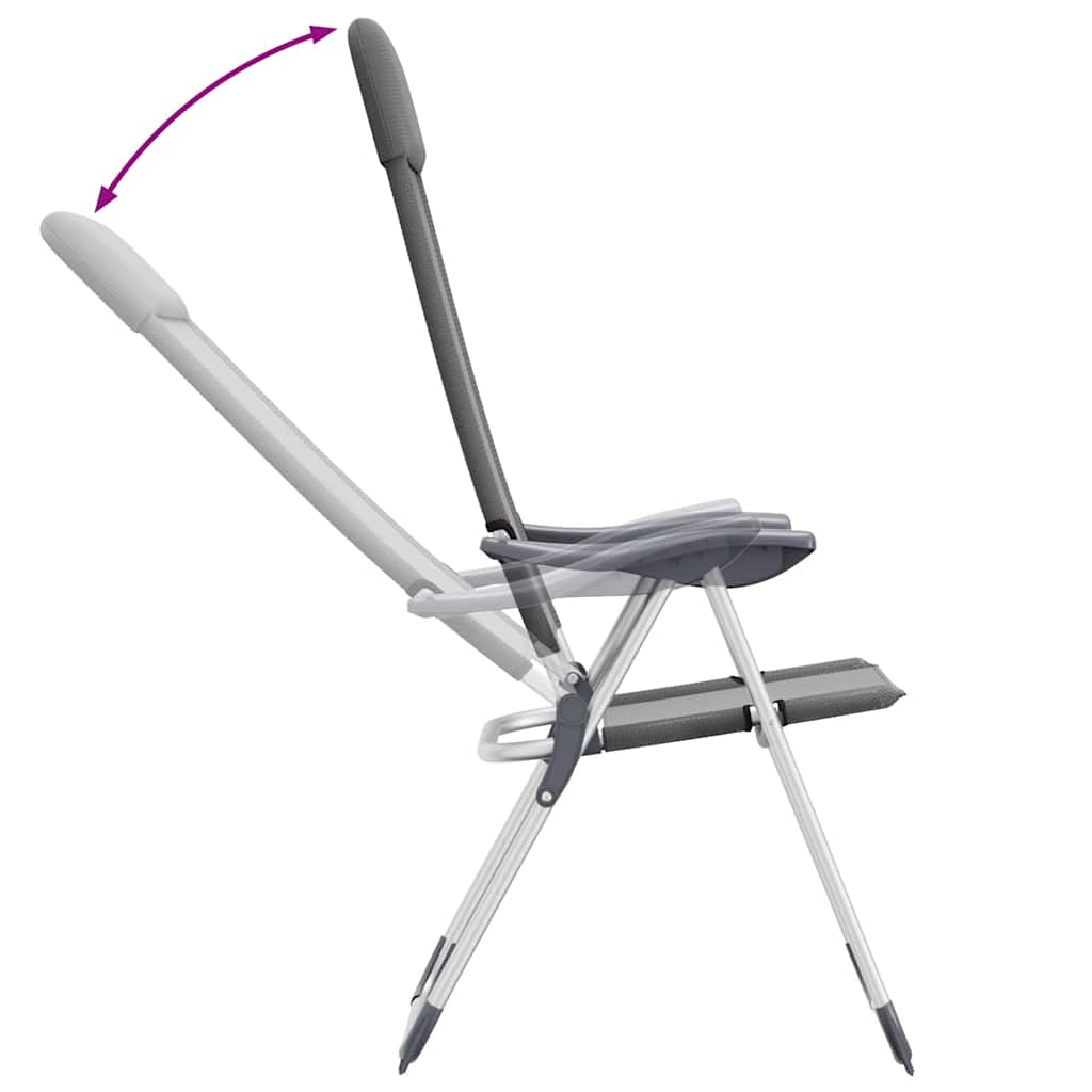vidaXL Klappbare Campingstühle 2 Stk. Grau Aluminium