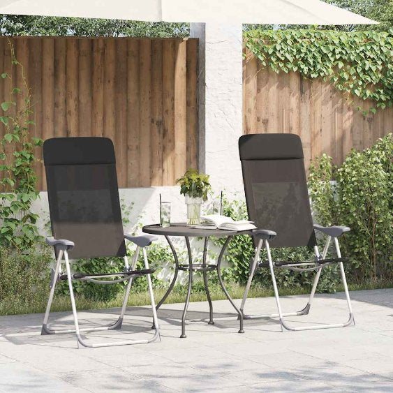 vidaXL Klappbare Campingstühle 2 Stk. Grau Aluminium