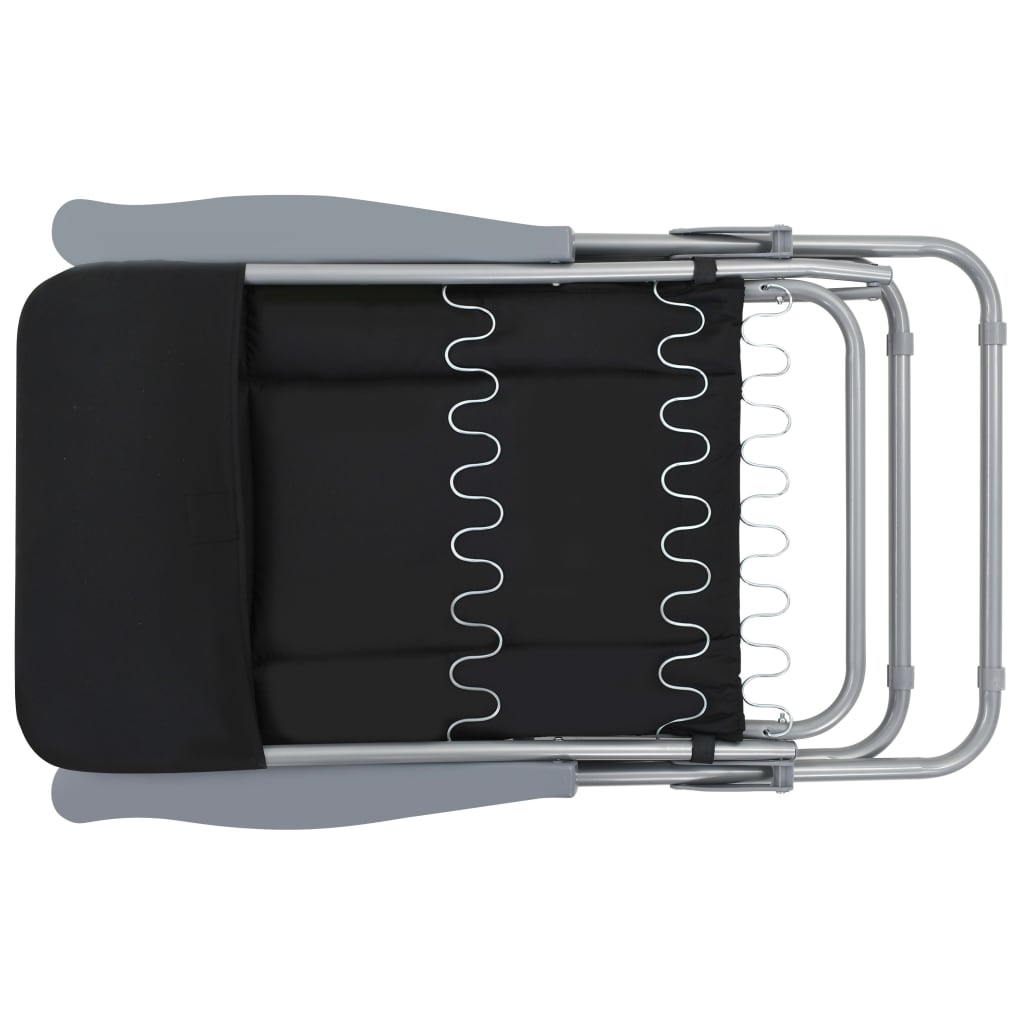 vidaXL Klappbare Gartenstühle mit Polstern 2 Stk. Schwarz
