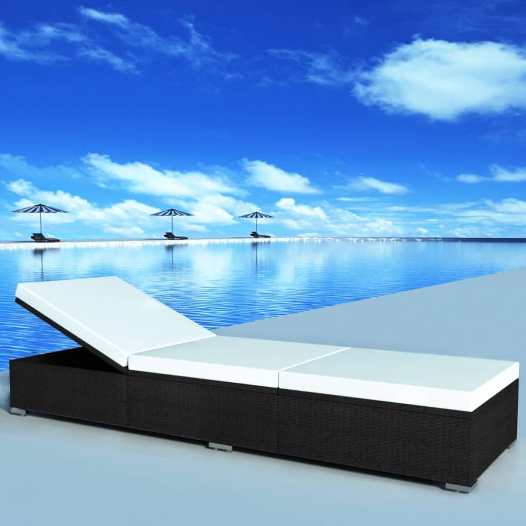 vidaXL Sonnenliege mit Auflage Poly Rattan Braun