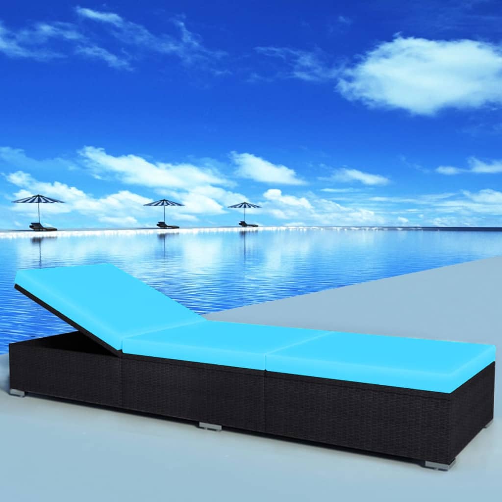 vidaXL Sonnenliege mit Auflage Poly Rattan Braun