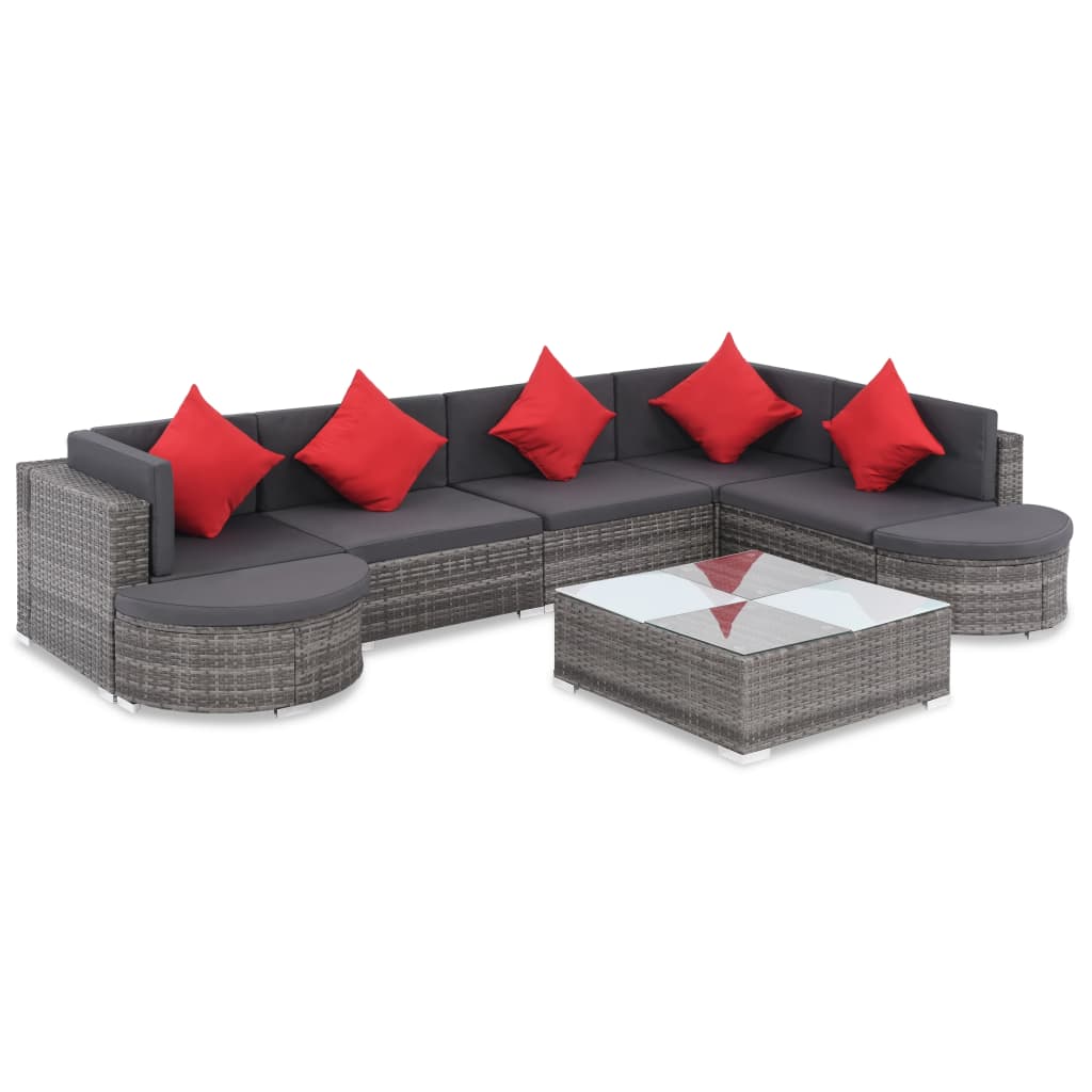 vidaXL 8-tlg. Garten-Lounge-Set mit Kissen Poly Rattan Braun