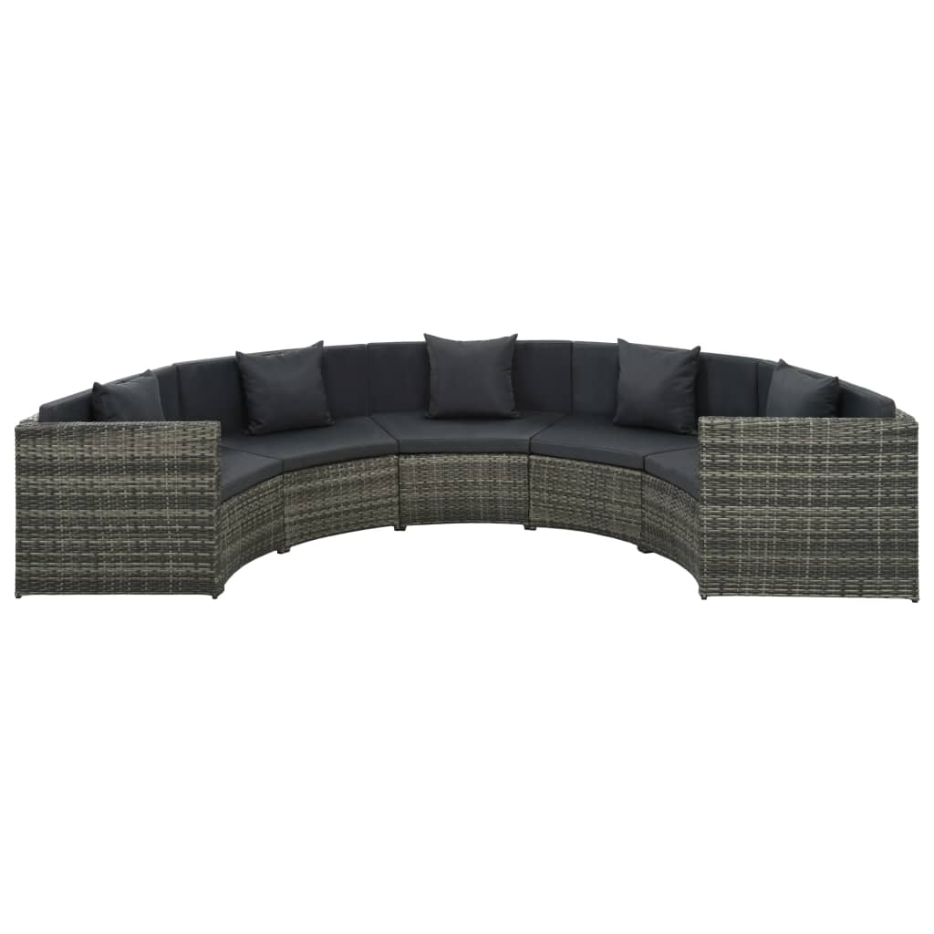 vidaXL 7-tlg. Garten-Lounge-Set mit Auflagen Poly Rattan Grau