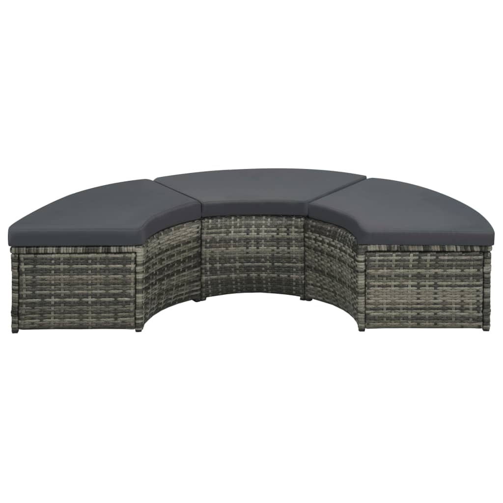 vidaXL 7-tlg. Garten-Lounge-Set mit Auflagen Poly Rattan Grau