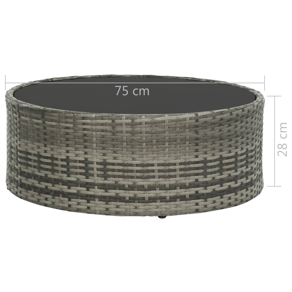 vidaXL 7-tlg. Garten-Lounge-Set mit Auflagen Poly Rattan Grau