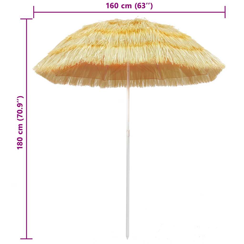 vidaXL Strandschirm Natur 180 cm Hawaii-Stil