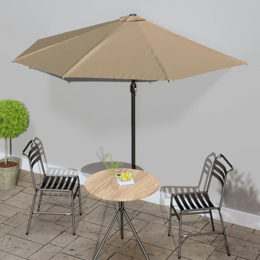 Balkon-Sonnenschirm Alu-Mast Terrakotta 270x144x222cm Halbrund