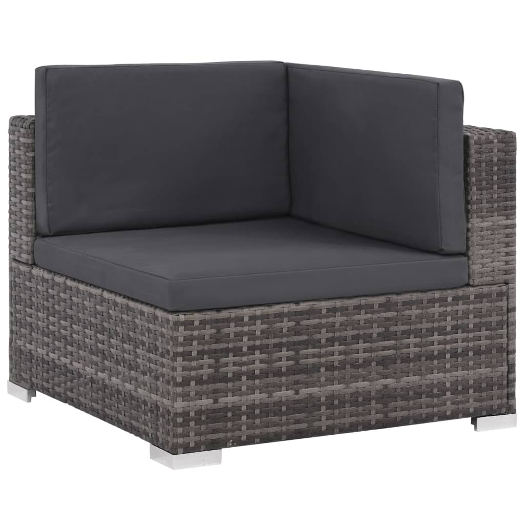 vidaXL 7-tlg. Garten-Lounge-Set mit Auflagen Poly Rattan Schwarz