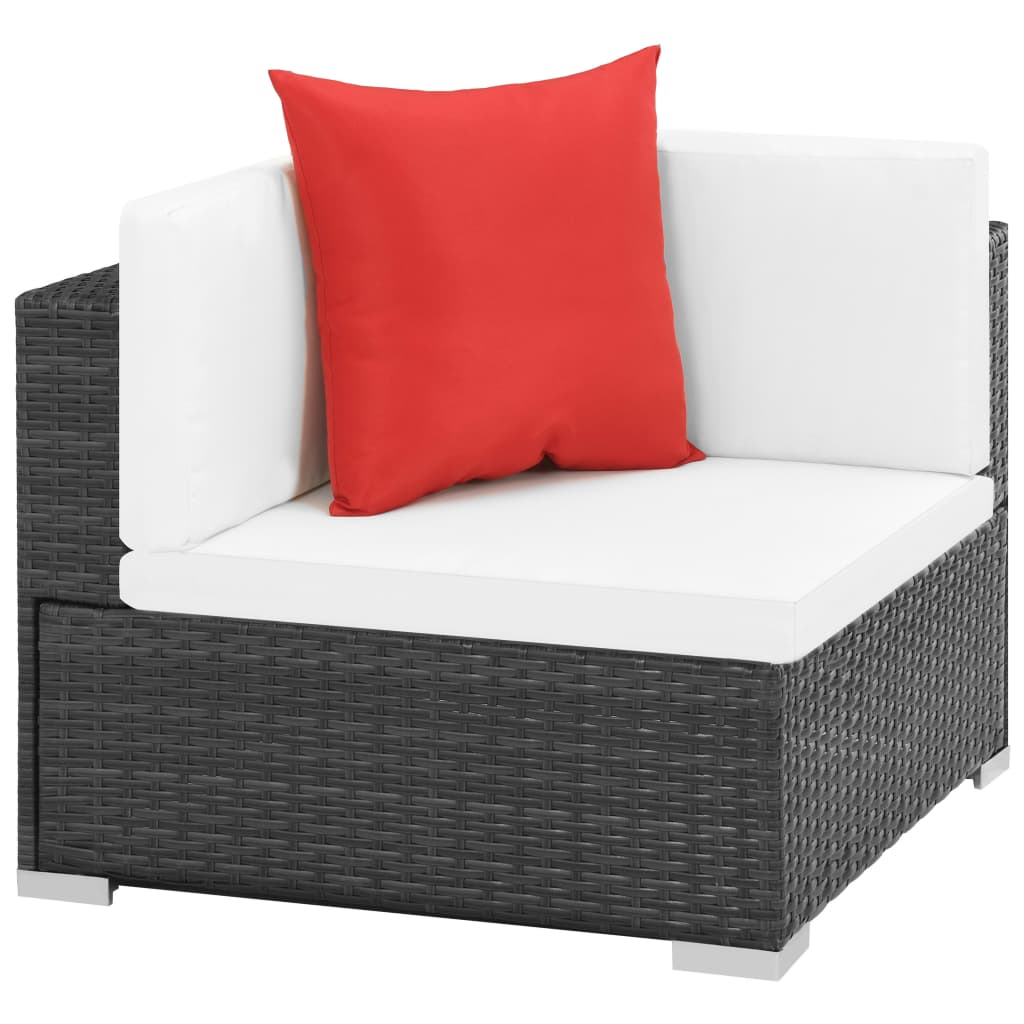 vidaXL 7-tlg. Garten-Lounge-Set mit Auflagen Poly Rattan Schwarz