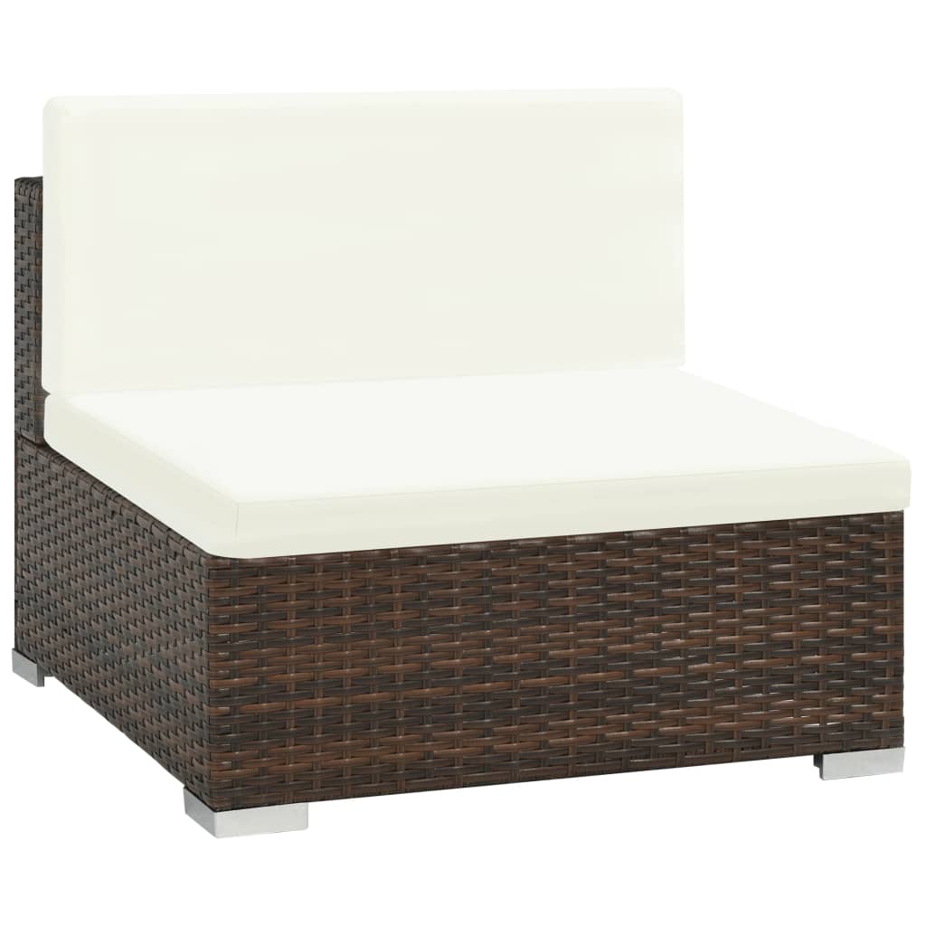 vidaXL 6-tlg. Garten-Lounge-Set mit Auflagen Poly Rattan Braun