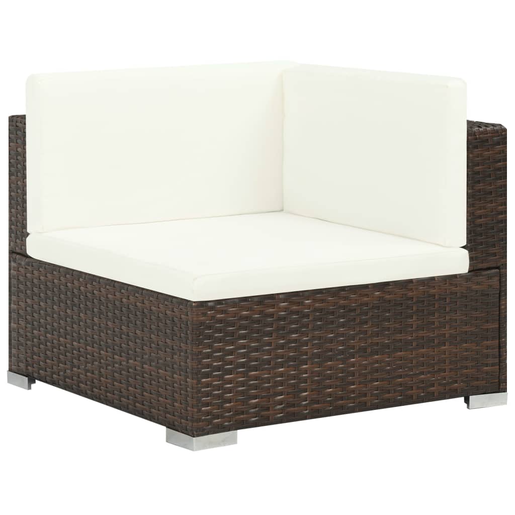 vidaXL 8-tlg. Garten-Lounge-Set mit Auflagen Poly Rattan Braun