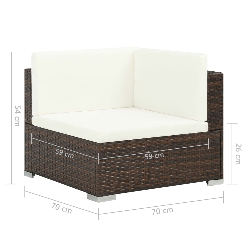 vidaXL 8-tlg. Garten-Lounge-Set mit Auflagen Poly Rattan Braun