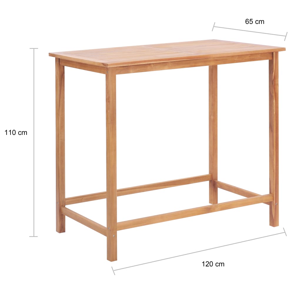 vidaXL Garten-Bartisch 120x65x110 cm Massivholz Teak