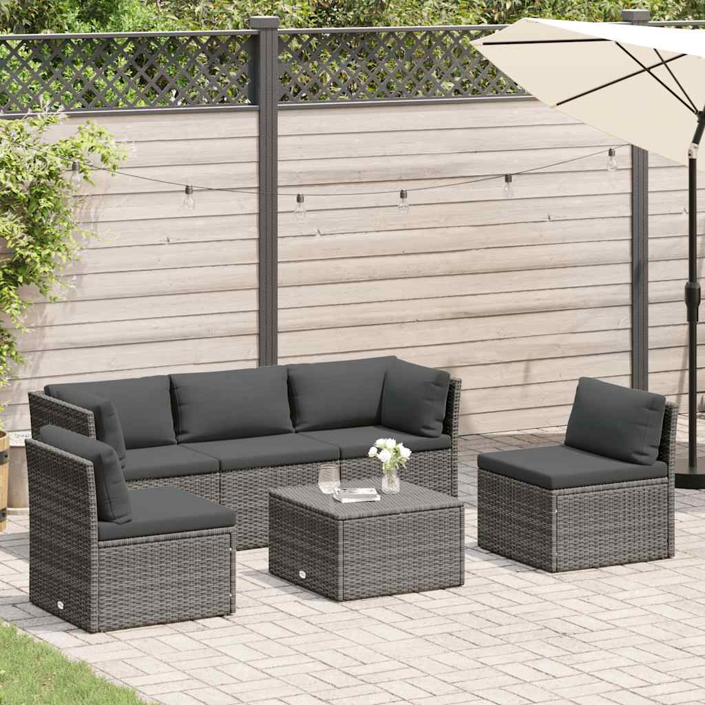 vidaXL 4-tlg. Garten-Lounge-Set mit Polstern Poly Rattan Grau