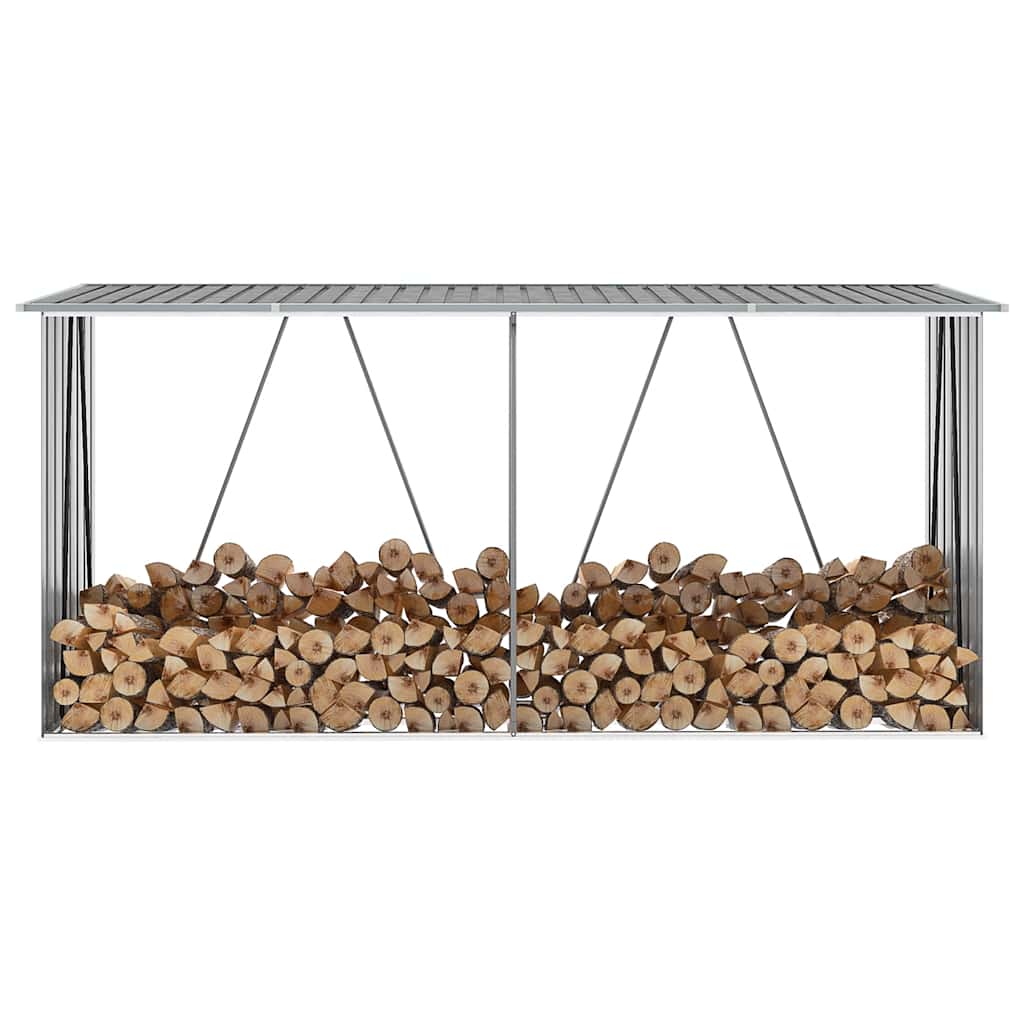 vidaXL Brennholzlager aus verzinktem Stahl 330x84x152 cm Grau
