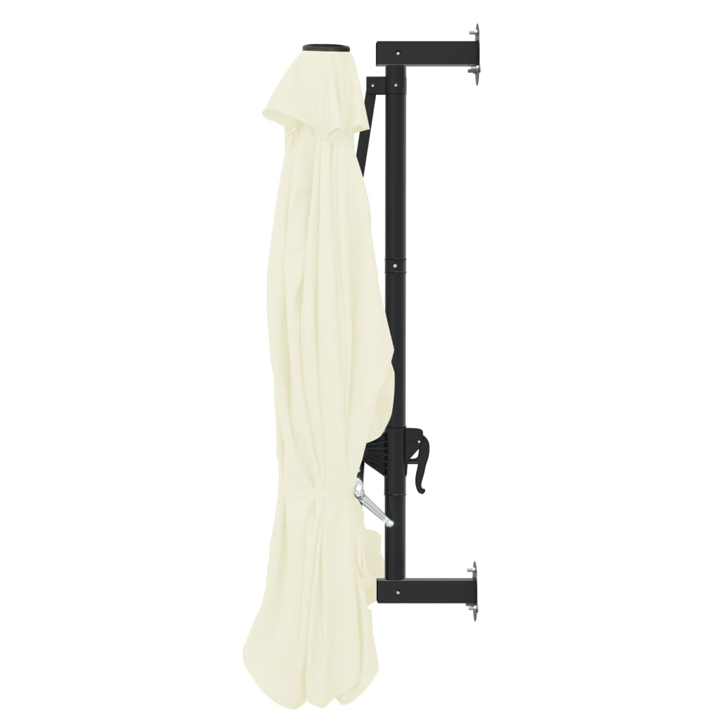 vidaXL Sonnenschirm zur Wandmontage mit Metall-Mast 300 cm Sandweiß