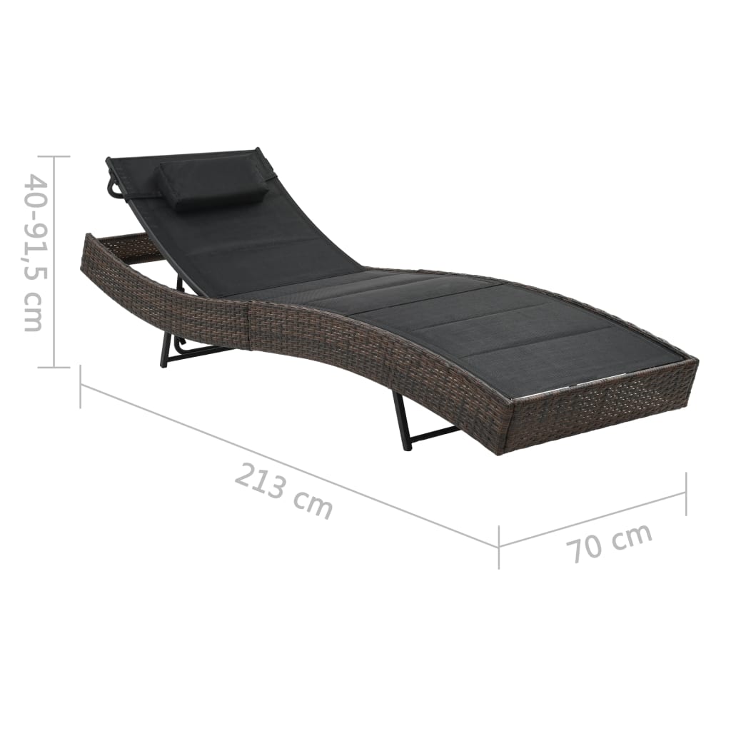 vidaXL Sonnenliege Poly Rattan und Textilene Braun