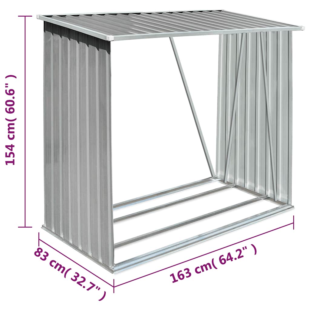 vidaXL Brennholzlager Verzinkter Stahl 163 x 83 x 154 cm Grau