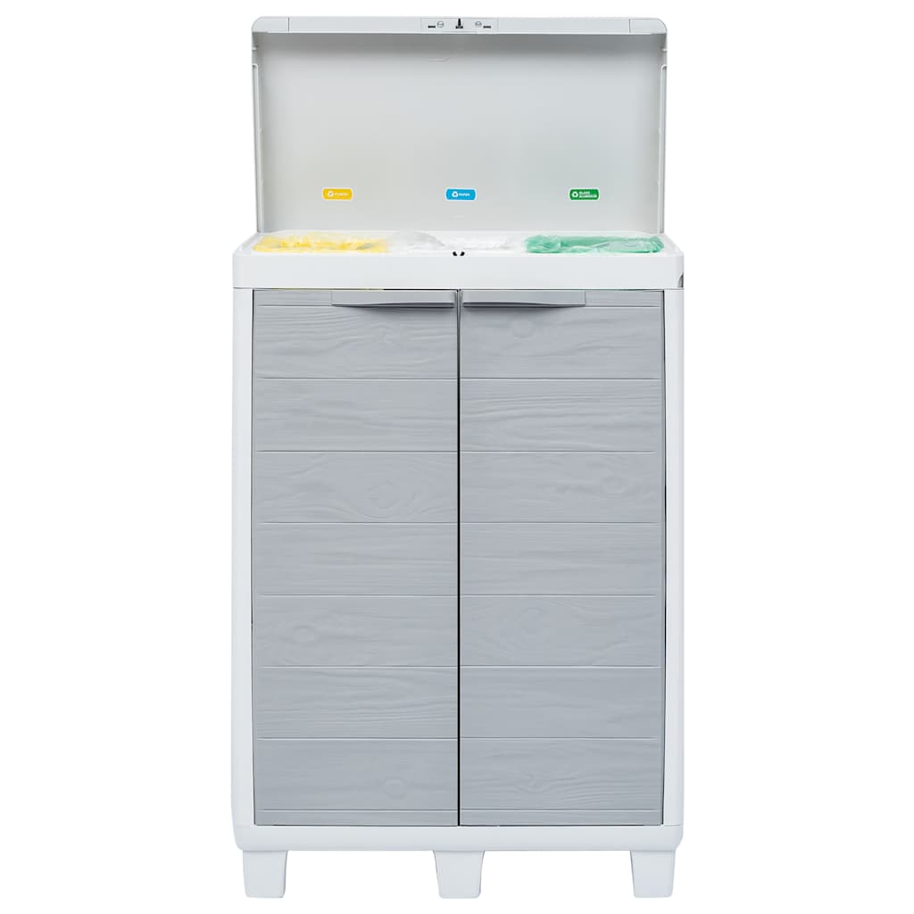 vidaXL Garten-Mülleimer mit 3 Müllsäcken Hellgrau 65 x 38 x 102 cm