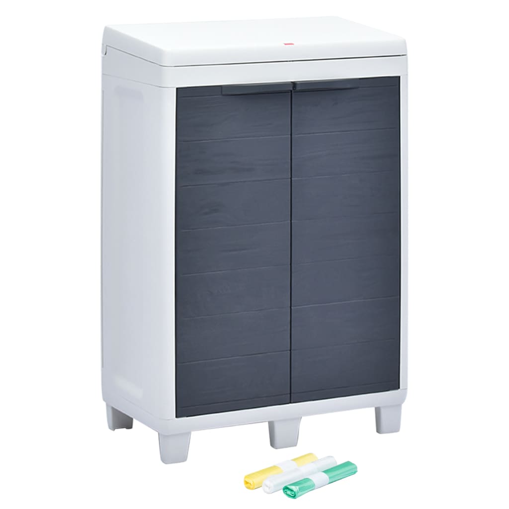 vidaXL Garten-Mülleimer mit 3 Müllsäcken Hellgrau 65 x 38 x 102 cm