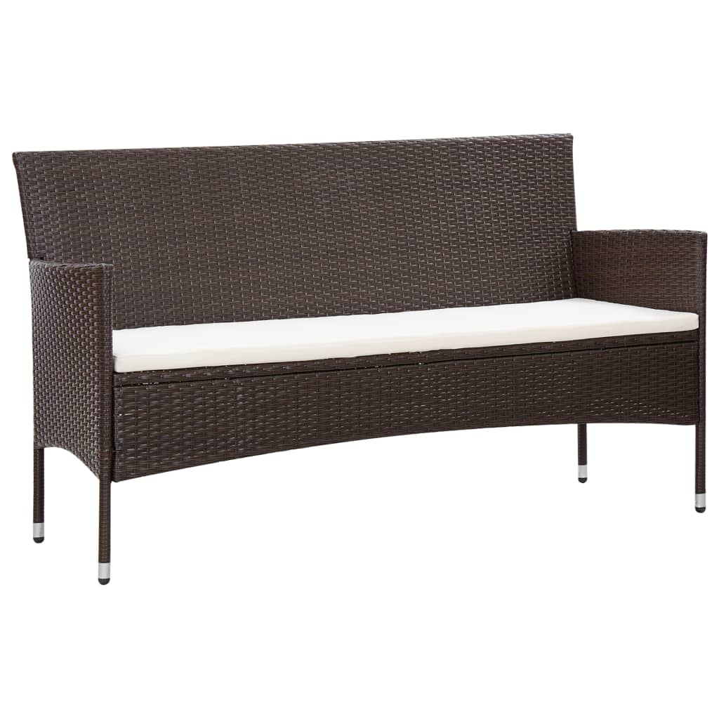 vidaXL 4-tlg. Garten-Lounge-Set mit Auflagen Poly Rattan Braun