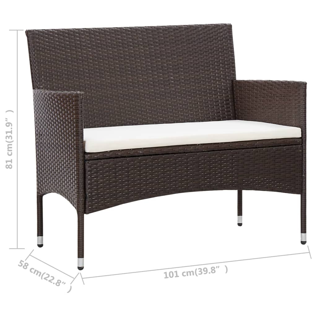 vidaXL 5-tlg. Garten-Lounge-Set mit Auflagen Poly Rattan Braun