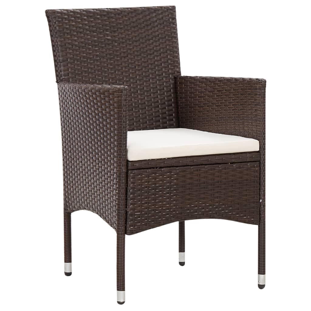 vidaXL 5-tlg. Garten-Lounge-Set mit Auflagen Poly Rattan Braun