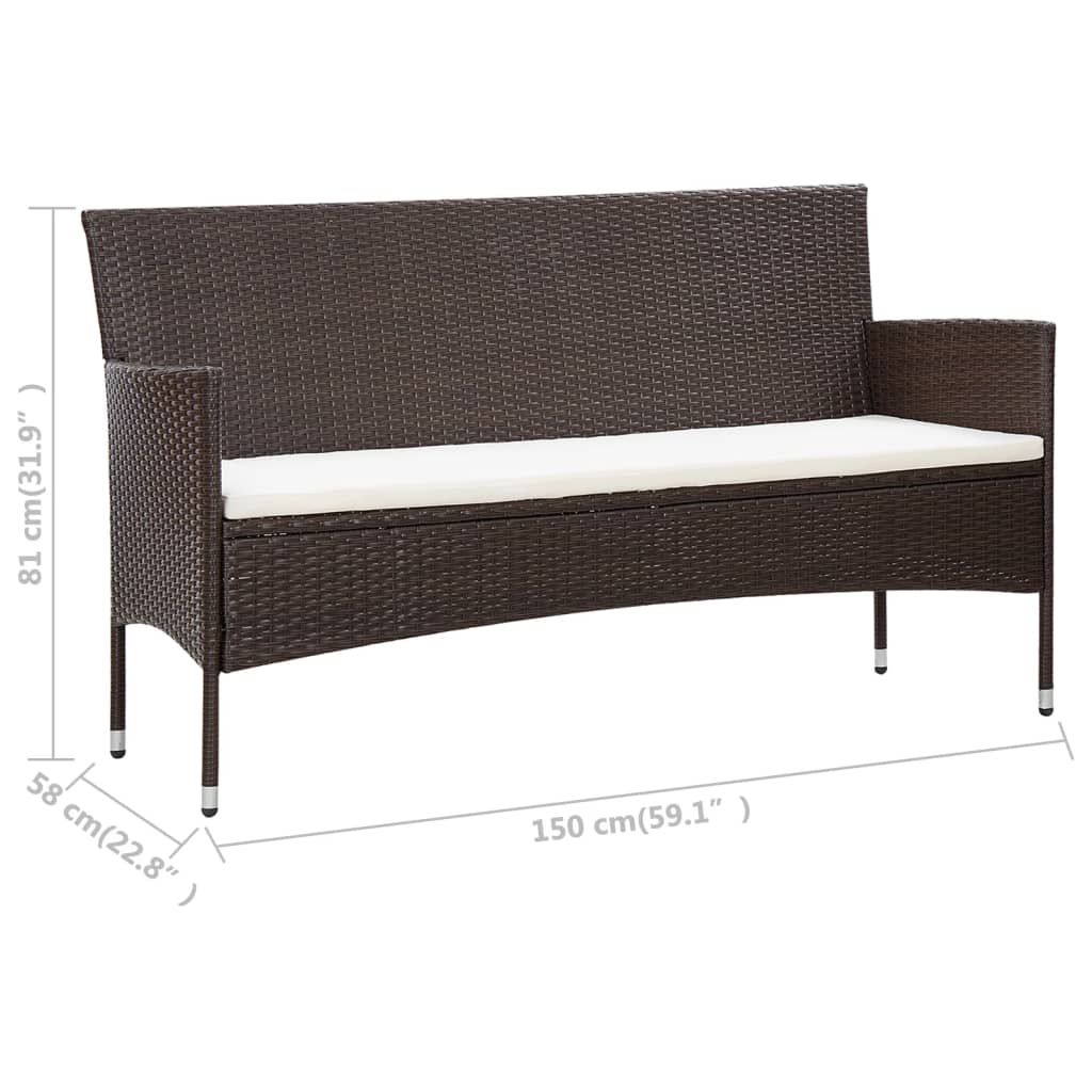 vidaXL 5-tlg. Garten-Lounge-Set mit Auflagen Poly Rattan Braun