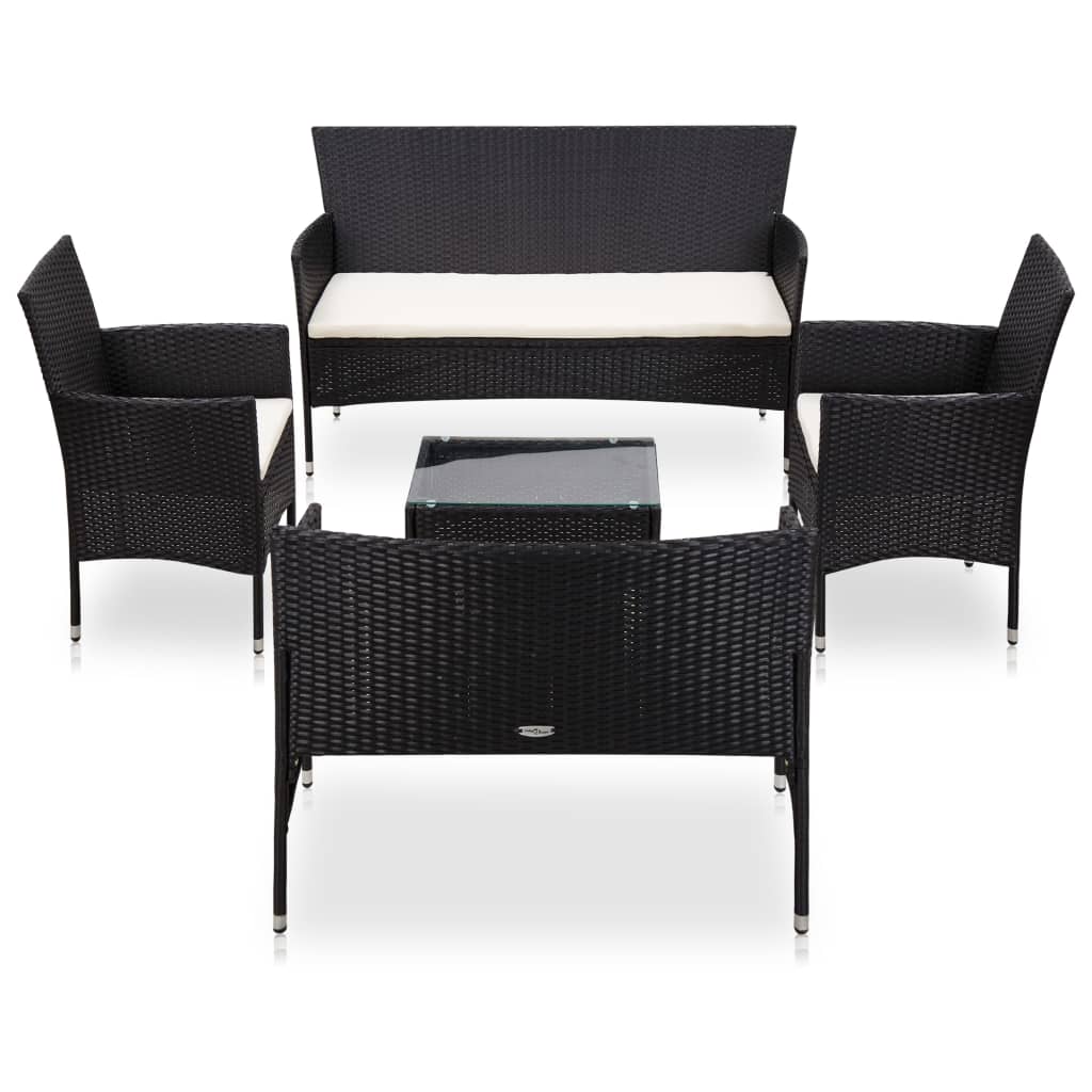 vidaXL 5-tlg. Garten-Lounge-Set mit Auflagen Poly Rattan Braun