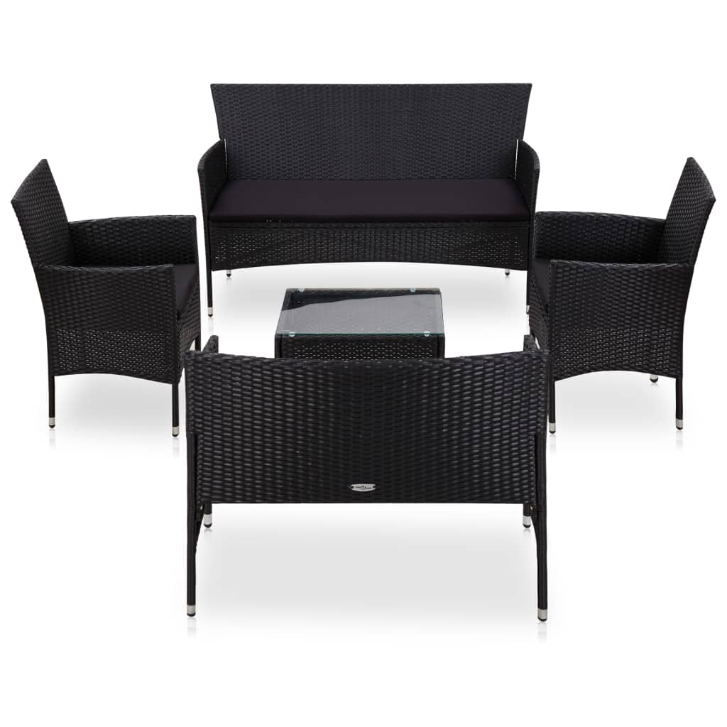 vidaXL 5-tlg. Garten-Lounge-Set mit Auflagen Poly Rattan Braun