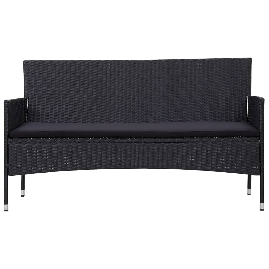 vidaXL 3-Sitzer-Gartensofa mit Polstern Grau Poly Rattan