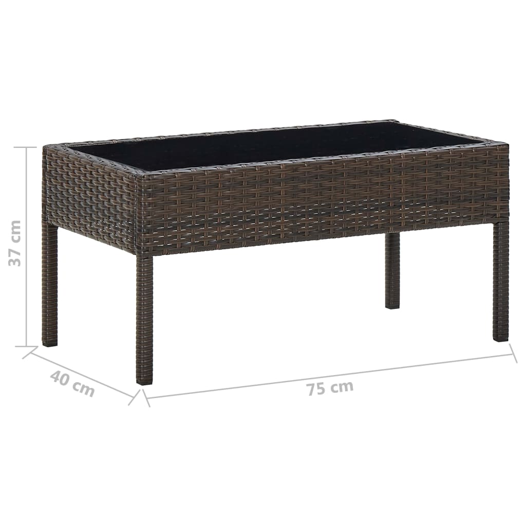 vidaXL Gartentisch Braun 75x40x37 cm Poly Rattan