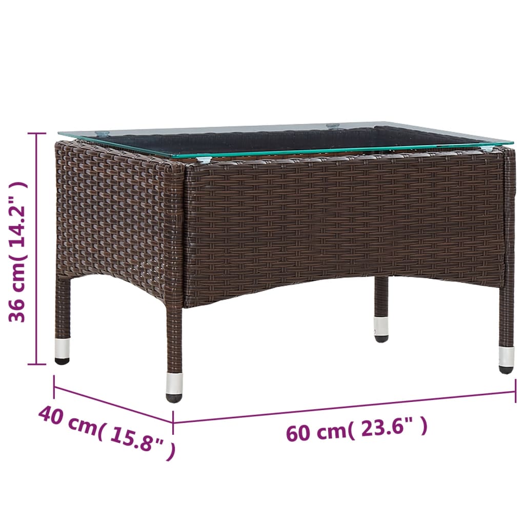 vidaXL Couchtisch Braun 60x40x36 cm Poly Rattan