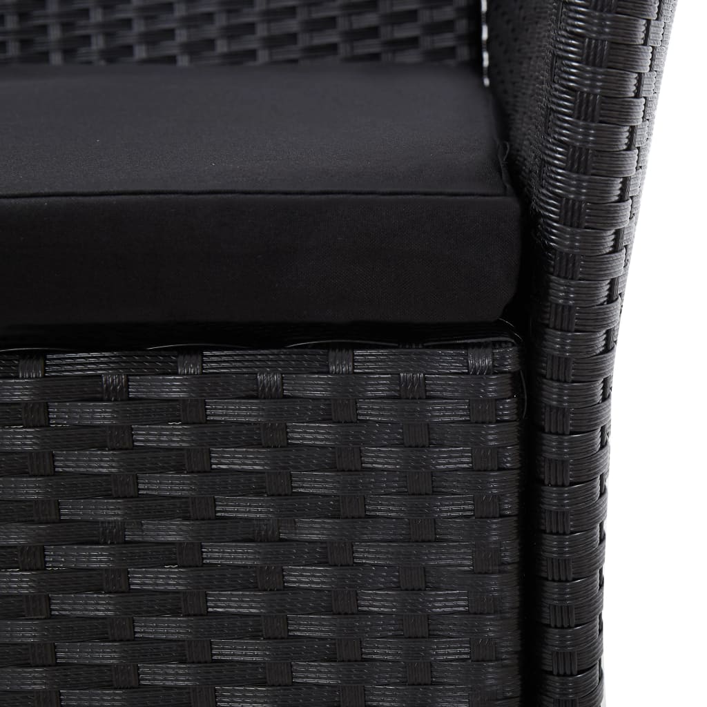 vidaXL 9-tlg. Garten-Essgruppe Poly Rattan Schwarz