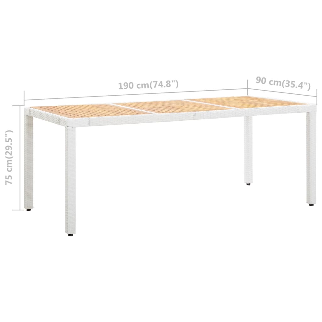 vidaXL 9-tlg. Garten-Essgruppe Poly Rattan Weiß