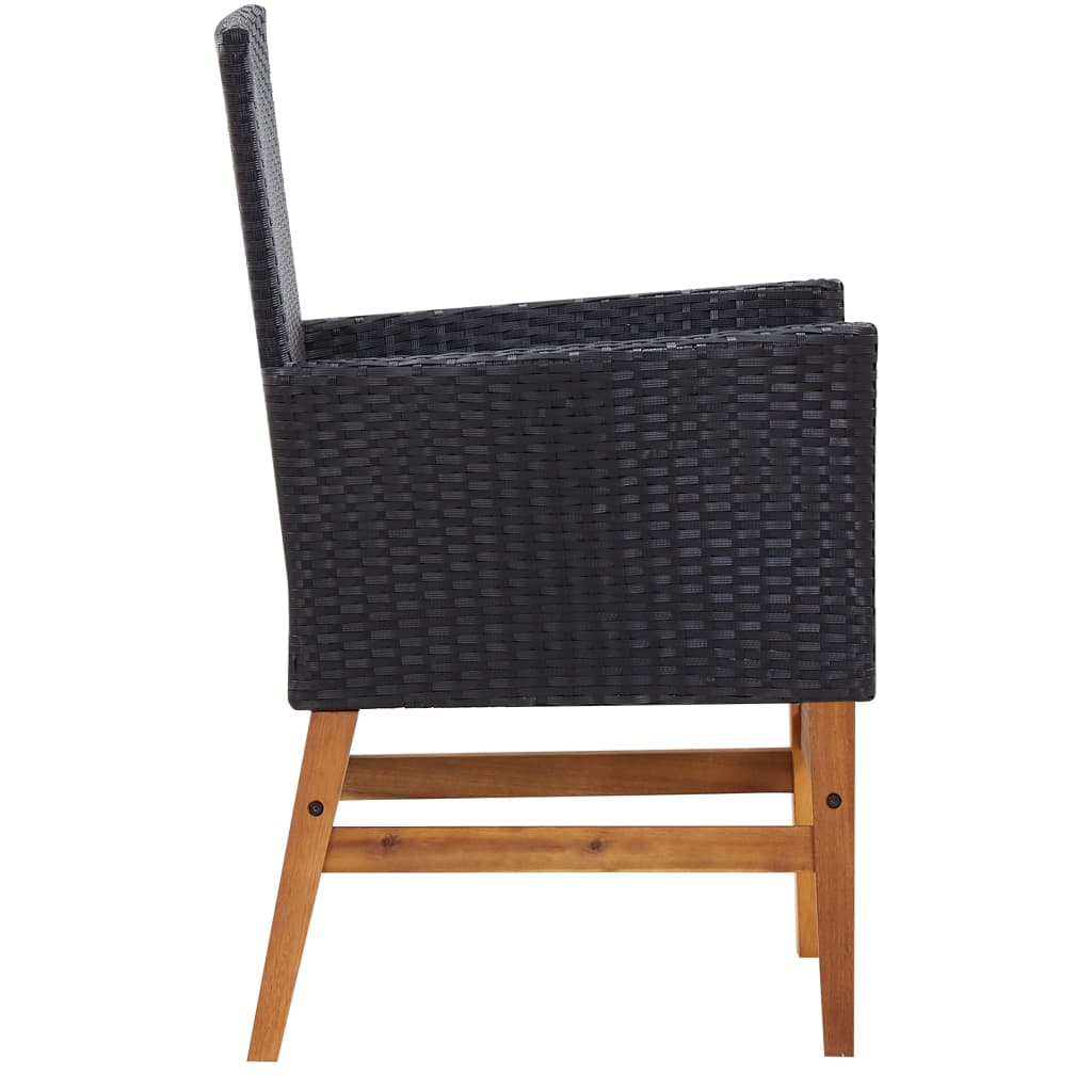 vidaXL 7-tlg. Garten-Essgruppe Poly Rattan und Akazienholz Schwarz