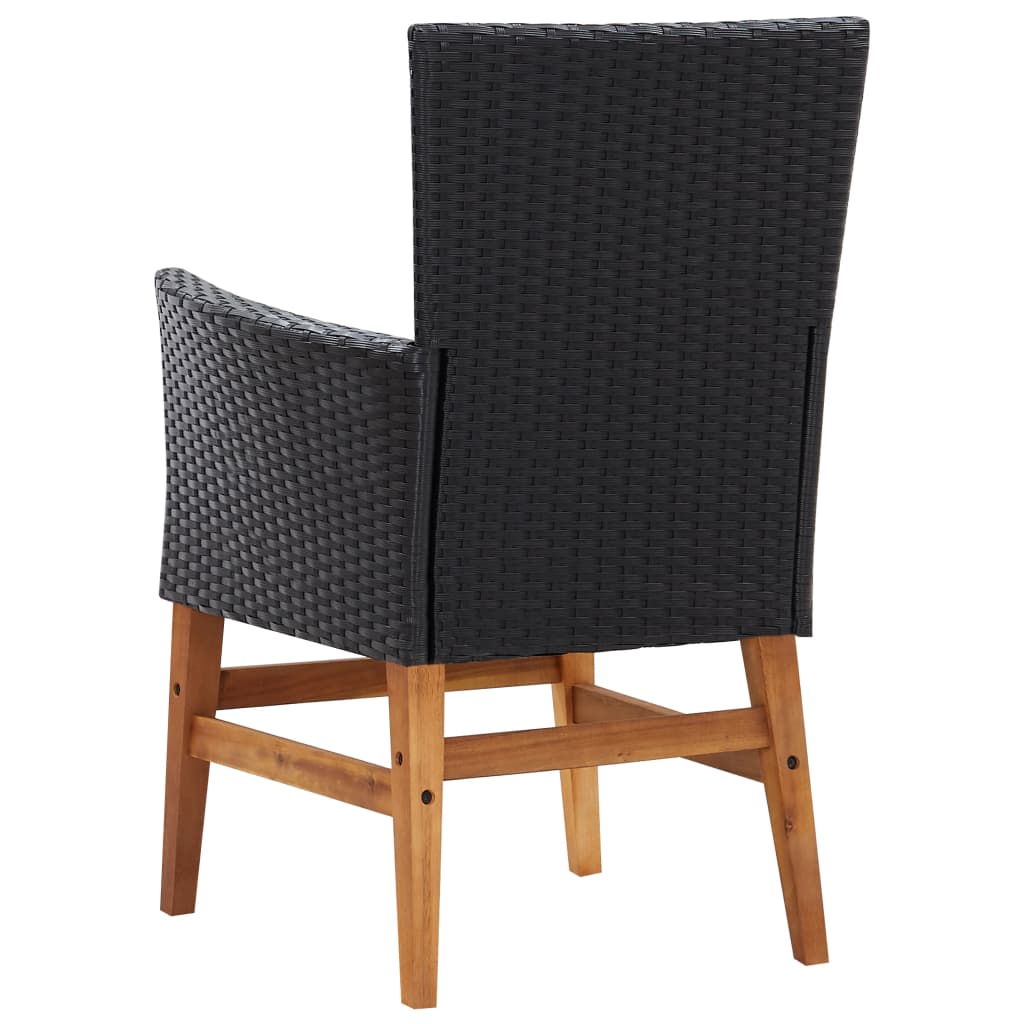 vidaXL 7-tlg. Garten-Essgruppe Poly Rattan und Akazienholz Schwarz