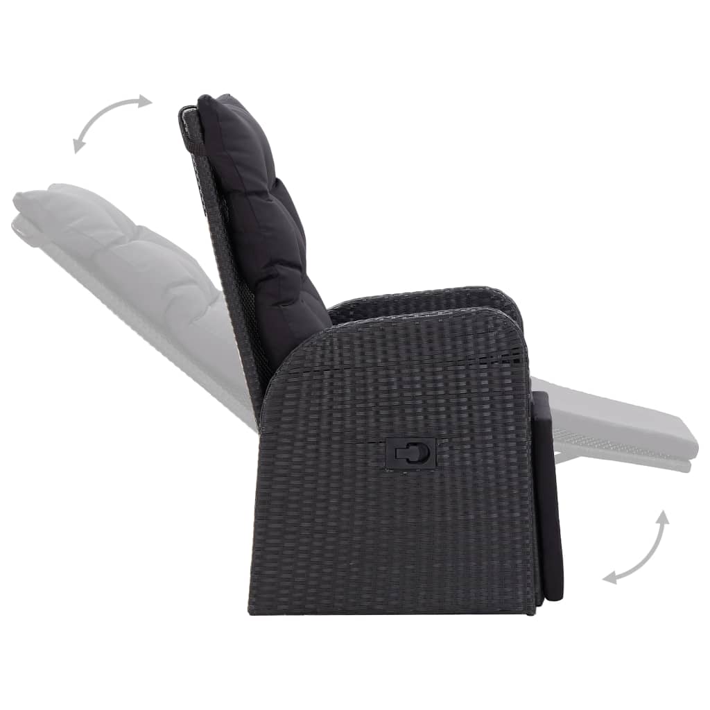 vidaXL 11-tlg. Garten-Essgruppe Poly Rattan Akazienholz Schwarz