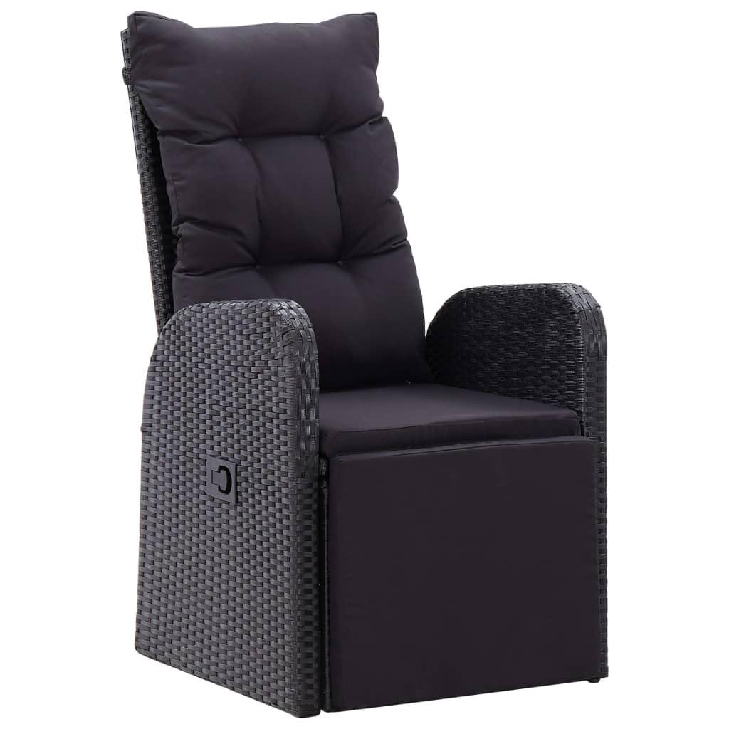 vidaXL 11-tlg. Garten-Essgruppe Poly Rattan Akazienholz Schwarz