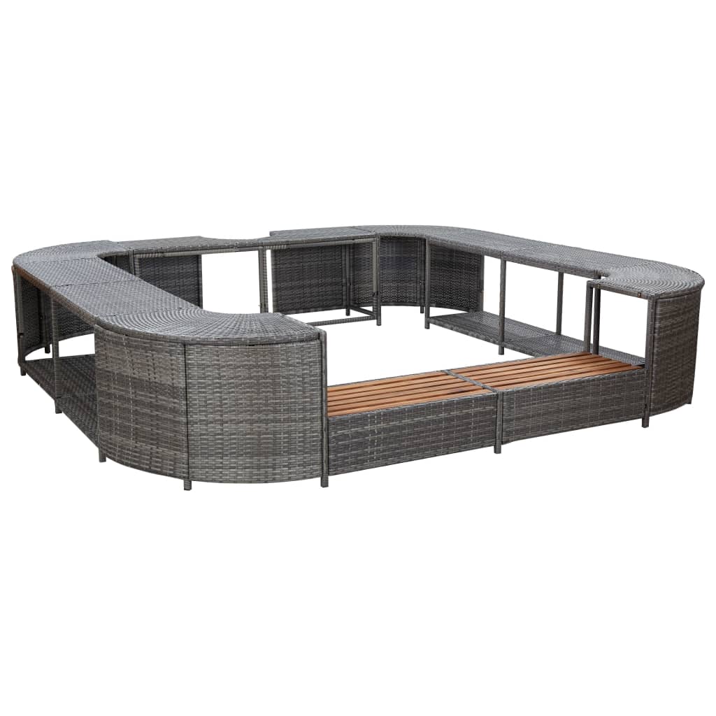 vidaXL Whirlpool-Umrandung Quadratisch Schwarz 268x268x55 Poly Rattan
