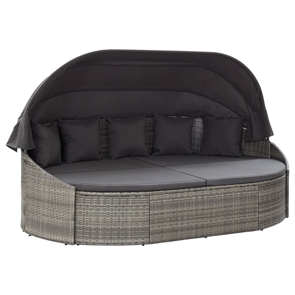 vidaXL Outdoor-Loungebett mit Dach Poly Rattan Braun