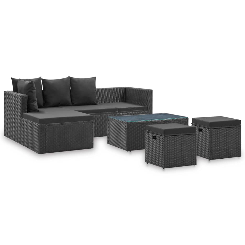 vidaXL 4-tlg. Garten-Lounge-Set mit Auflagen Poly Rattan Braun