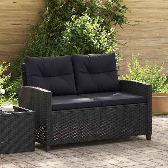 vidaXL 2-Sitzer-Gartensofa mit Kissen Grau 124 cm Poly Rattan