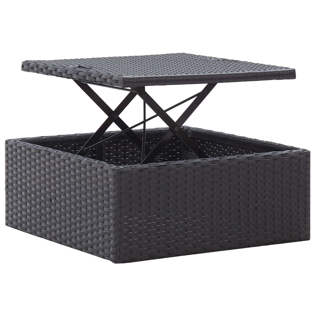 vidaXL Garten-Sonneninsel mit Dach Schwarz Poly Rattan